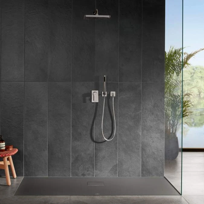Villeroy & Boch Squaro Infinity Quaryl Shower Tray 900 X 900 - Grey - Image 2