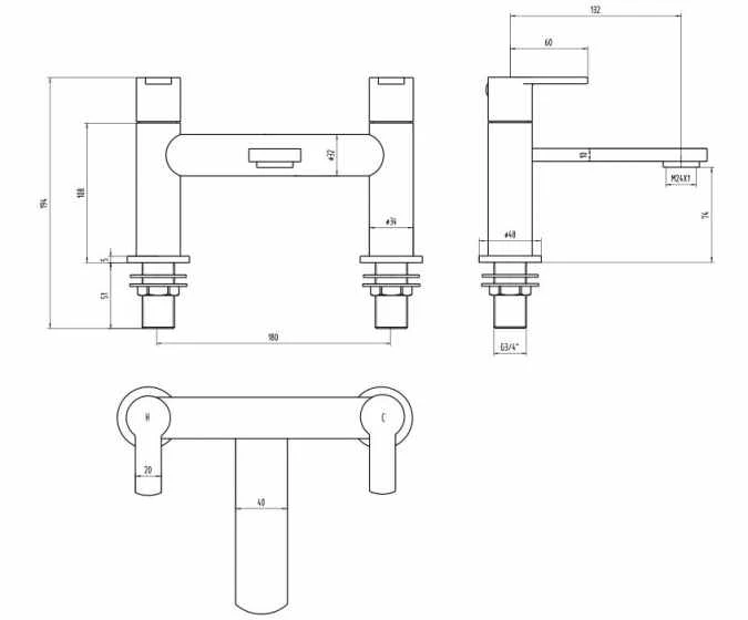 Golspie Bath Filler Tap - HighLife Bathrooms - Image 6