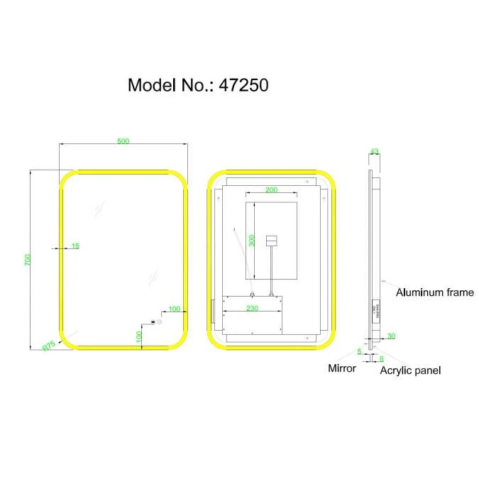 Highlife Torrido 500 X 700 LED Bathroom Mirror With Shaver Socket - Image 4