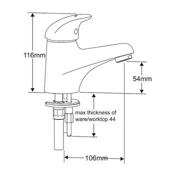Francis Pegler Haze Eco Monobloc Basin Mixer Tap (Triple Action) - Image 2