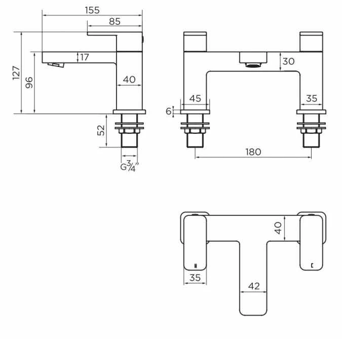 Niagara Hadley Matt Black Bath Filler Tap - Image 2