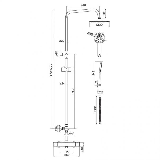 Niagara Equate Round Chrome Thermostatic Dual Head Shower Set - Image 3