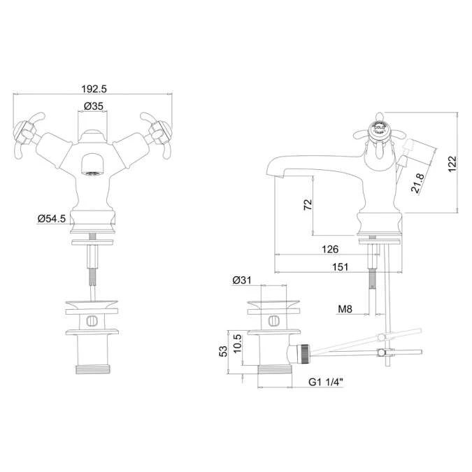 Burlington Anglesey Regent Monobloc Basin Mixer Tap With High Central Indice - Pop Up Waste - ANR4 - Image 2