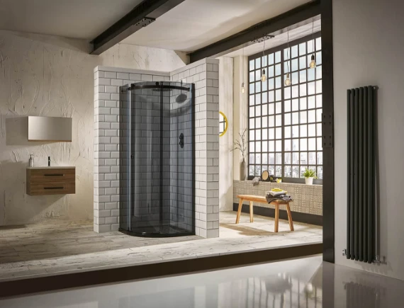 Aquaglass+ Sphere 1000x1000mm One Door Black Glass Quadrant Shower Enclosure - Image 6