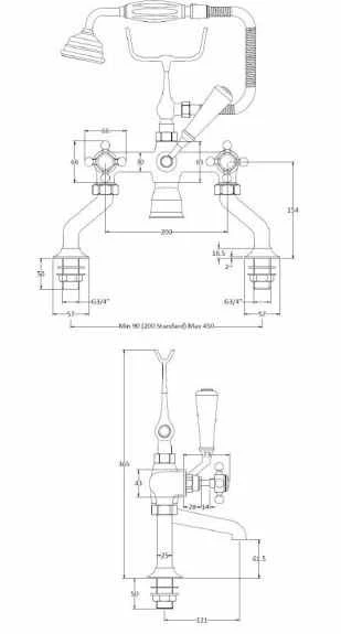 Bayswater Hex Bath Shower Mixer - White/Chrome - Image 2