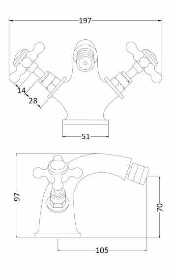 Bayswater Monobloc Hex Bidet Taps - White/Chrome - Image 2