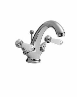 Bayswater Lever Hex Basin Mixer Tap - White/Chrome