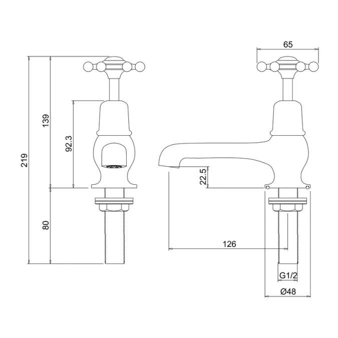 Burlington Birkenhead 5" Traditional Basin Taps - BI2 - Image 3