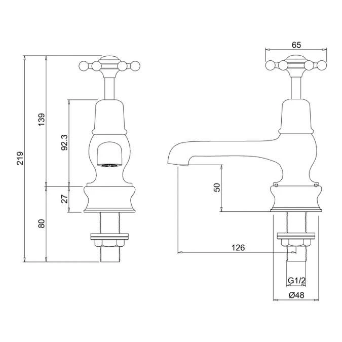 Burlington Birkenhead 5" Traditional Basin Taps - BI2 - Image 4