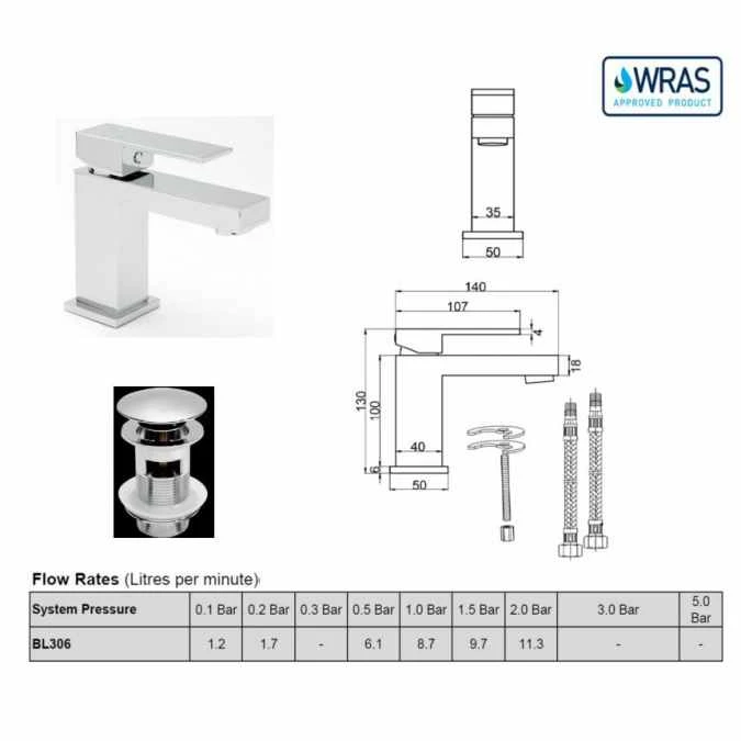 Sagittarius Blade Cloakroom Monobloc Basin Mixer Tap With Waste - Image 2