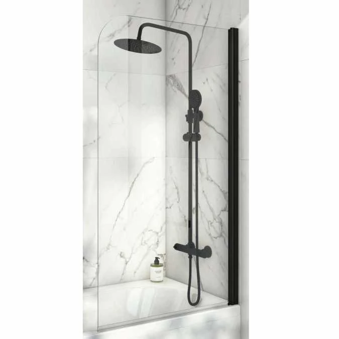 Scudo S6 Radius Corner Black Frame Bath Shower