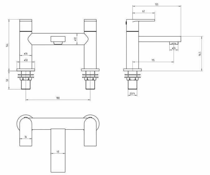 Highlife Bruar Bath Filler Tap - 17721 - Image 2