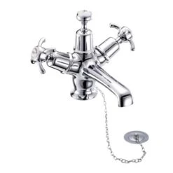 Burlington Anglesey Monobloc Basin Mixer Tap With High Central Indice - Plug & Chain - AN5