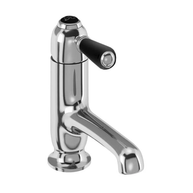 Burlington Chelsea Traditional Monobloc Basin Tap With Black Lever - CH19BLA