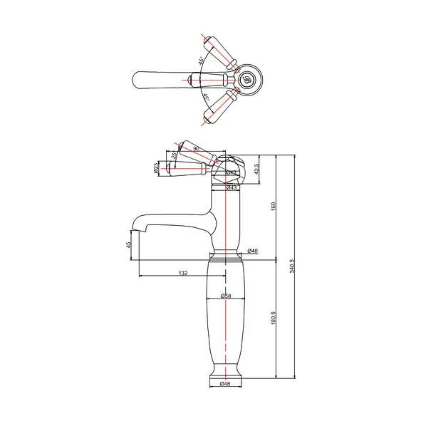 Burlington Chelsea Traditional Monobloc Basin Tap With Black Lever - CH19BLA - Image 4