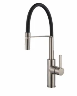 Jeroni Chef Brushed Nickel & Black Pull Out Kitchen Mixer Tap - Francis Pegler Comap