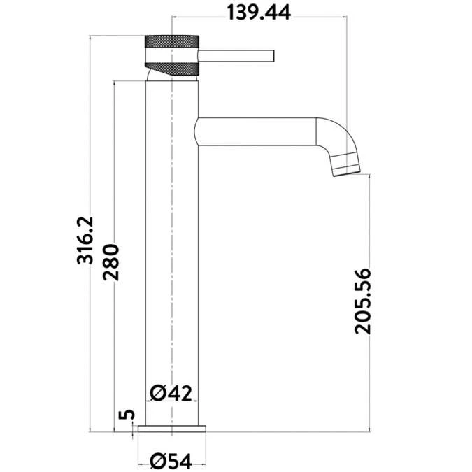 Scudo Core Brushed Brass Tall Mono Basin Mixer Tap - Image 4