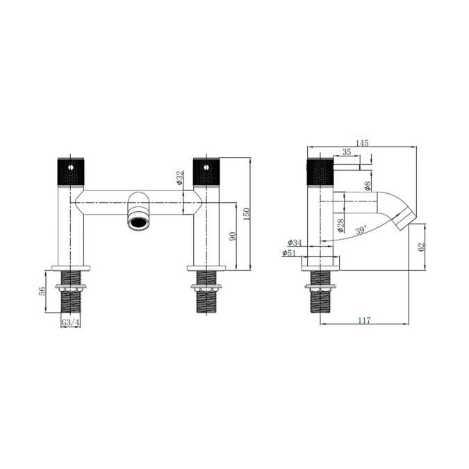 Abacus Iso Pro Deck Mounted Bath Filler - Matt Black - Image 2