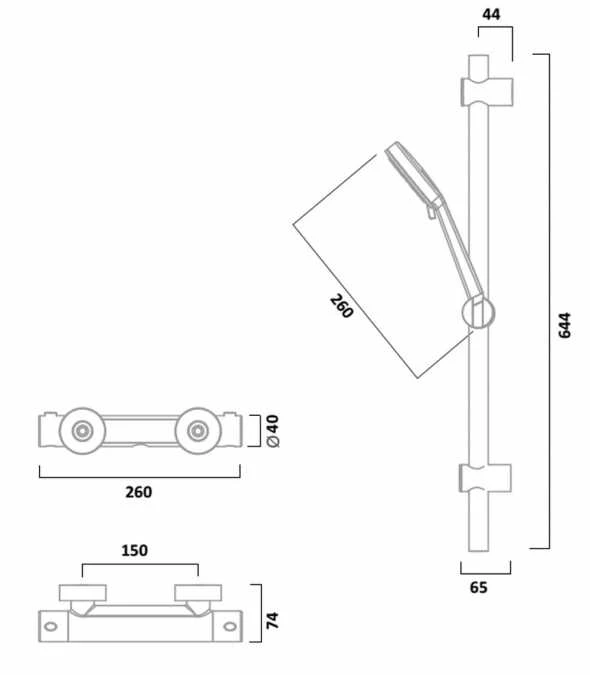 Tavistock Quantum Cool Touch Thermostatic Bar Valve & Handset - SQT2416 - Image 2