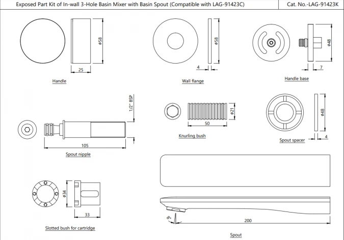 Jaquar Laguna Black Chrome Wall Mounted Basin Mixer Tap - Image 3