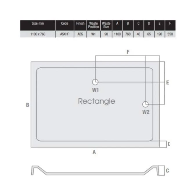 MX Elements 1100 X 760 Anti Slip Rectangular Stone Resin Shower Tray - Image 4