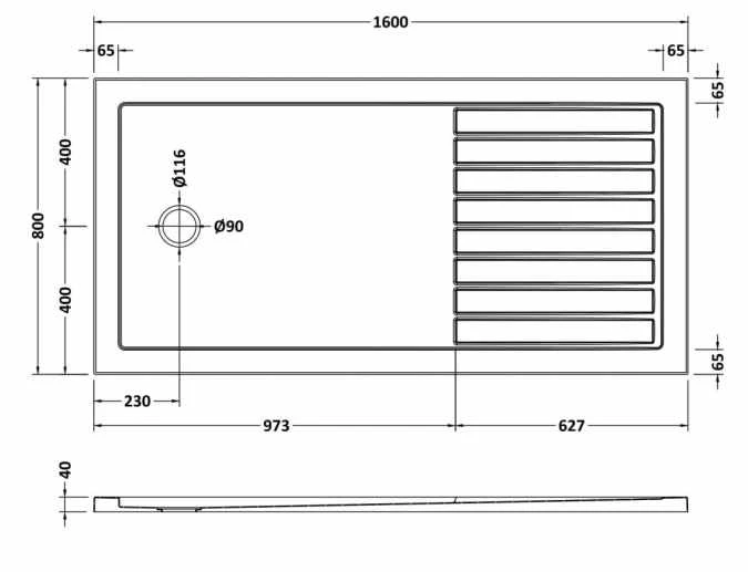 Nuie 1600 X 800 Walk-in Shower Tray - FREE Waste - Image 3