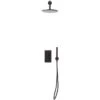 Scudo Core Matt Black Round Handle, Built-in Shower Valve Handset & Wall Mounted Head