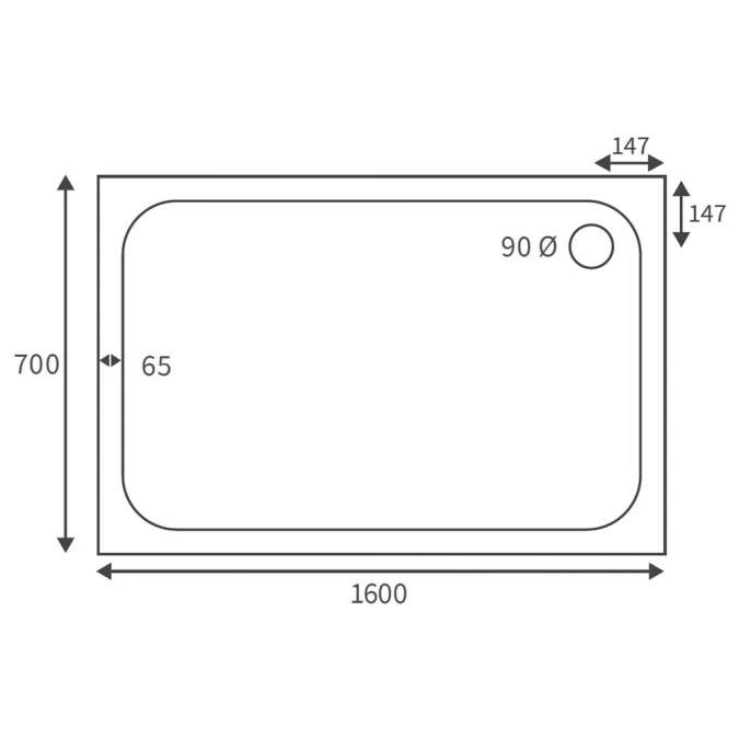 Deluxe 1600 X 700mm Rectangular Tray & Free Chrome Waste - Image 3