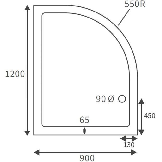 Deluxe 1200 X 900mm Right Hand Offset Quadrant Tray & Free Chrome Waste - Image 3