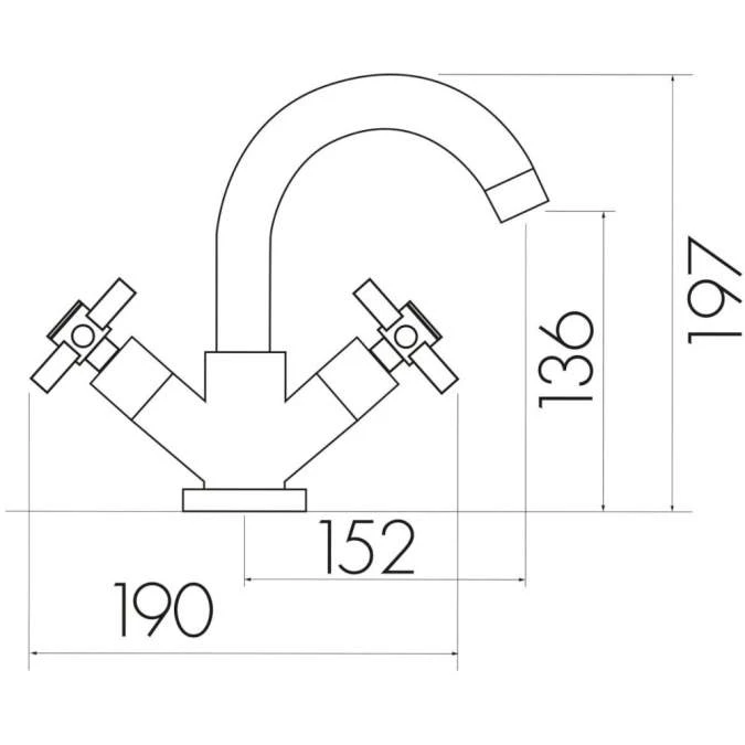 Scudo Kross Mono Basin Mixer Tap With Push Waste - Image 3