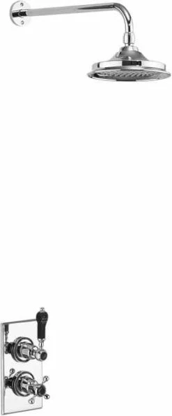 Burlington Trent Concealed Thermostatic Shower Black Handles & Fixed Head