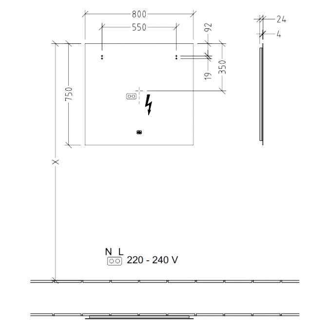 Villeroy & Boch More To See Lite Rectangle LED Bathroom Mirror 800 X 750mm - Image 6