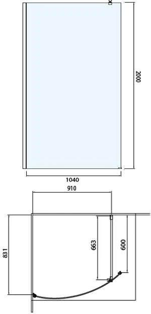 Abacus E Series Curved Wetroom Glass Screen - 1050mm - Image 2