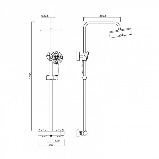 Abacus Emotion Dual Head Thermostatic Shower VESK-65-0010 - Image 2