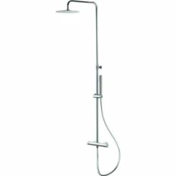 Vema Thermostatic Round Bar Valve With Fixed Head & Riser - Chrome