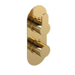Arvan Brushed Brass Twin Concealed Shower Valve (Medium Pressure) - Single Outlet - Nuie