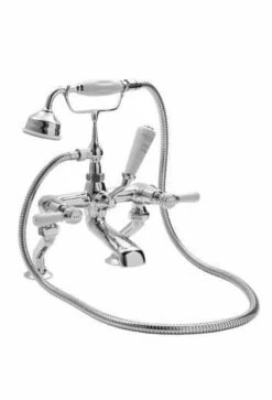 Bayswater Lever Hex Bath Shower Mixer - White/Chrome