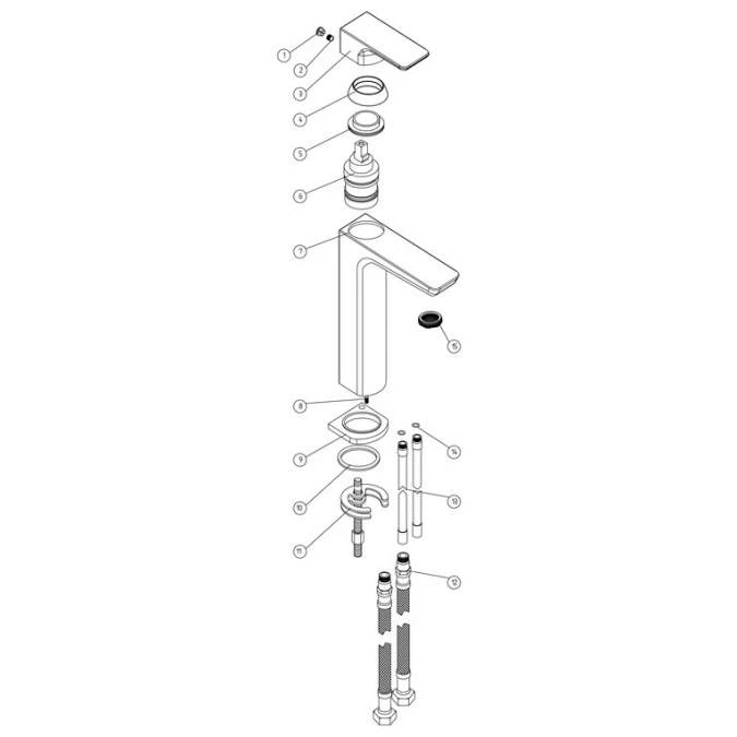 Buff Mono Tall Basin Tap - Brushed Brass - Image 2