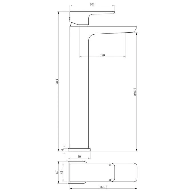 Buff Mono Tall Basin Tap - Brushed Brass - Image 3