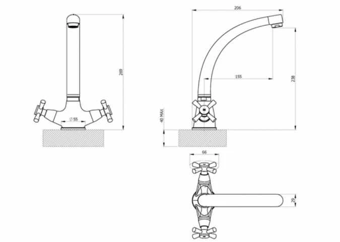 Francis Pegler Mercia Contemporary Mono Kitchen Sink Mixer Tap - 4M6003 - Image 2