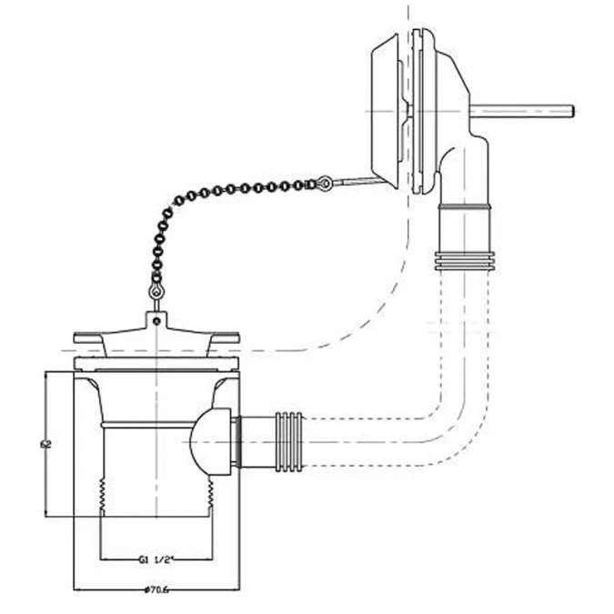Hudson Reed Chrome Retainer Bath Waste With Metal Plug & Ball Chain - Image 3