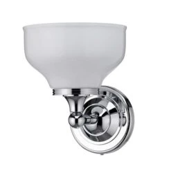 Burlington LED Bathroom Round Wall Light With Chrome Base & Opal Glass Shade - ELBL11