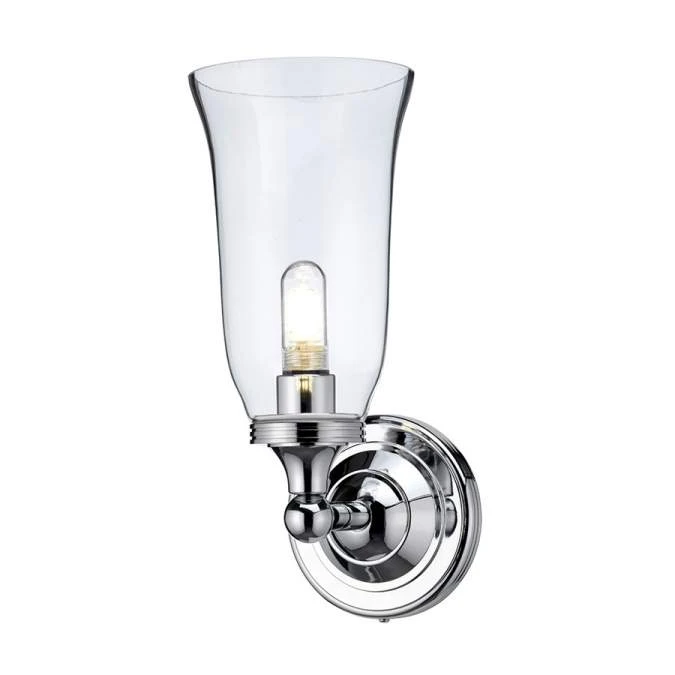 Burlington LED Bathroom Round Wall Light With Chrome Base & Clear Glass Vase Shade - ELBL14 - Image 2