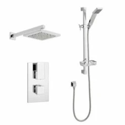 Element Thermostatic Concealed Shower Valve With Riser Rail & Fixed Rain Head - Kartell UK