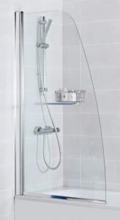 Roman Haven Plus Single Panel Angled Bath Shower Screen With Towel Rail