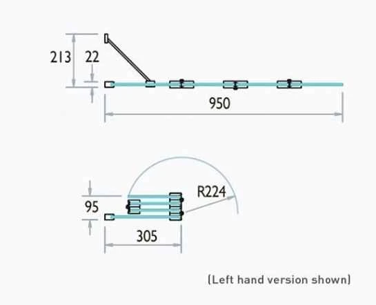 Kudos Inspire 4 Panel 6mm Folding Bath Screen - 950 X 1500mm - Image 4