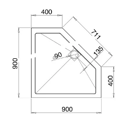 Roman Stone Neo Angle Shower Tray 900 X 900mm - Image 2
