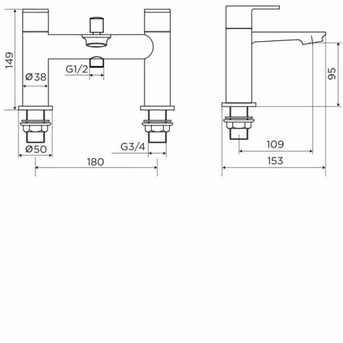 Niagara Albury Brushed Brass Bath Shower Filler Tap - Image 3