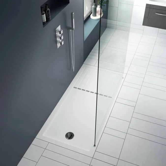 Nuie 1600 X 800 Walk-in Shower Tray - FREE Waste - Image 2