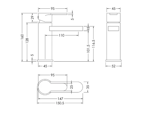Nuie Windon Mono Basin Mixer Tap Brushed Brass - Image 3